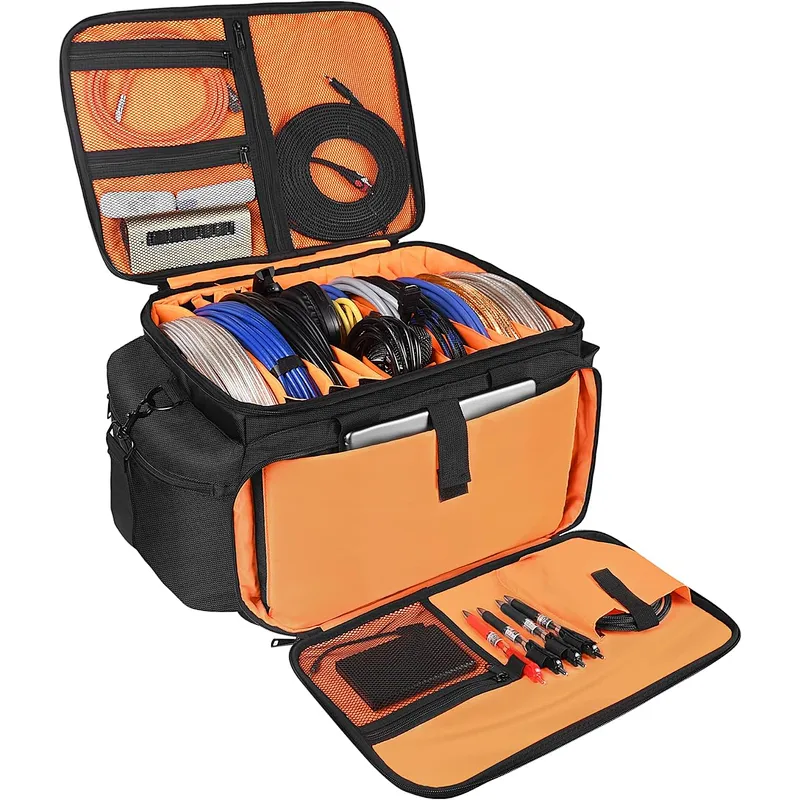 HOMFU DJ bag for equipment DJ cable file bag gig gear bag with Removable Divider DJ Cable organizer Case Travel gear bag for musicians cables accessions equipment